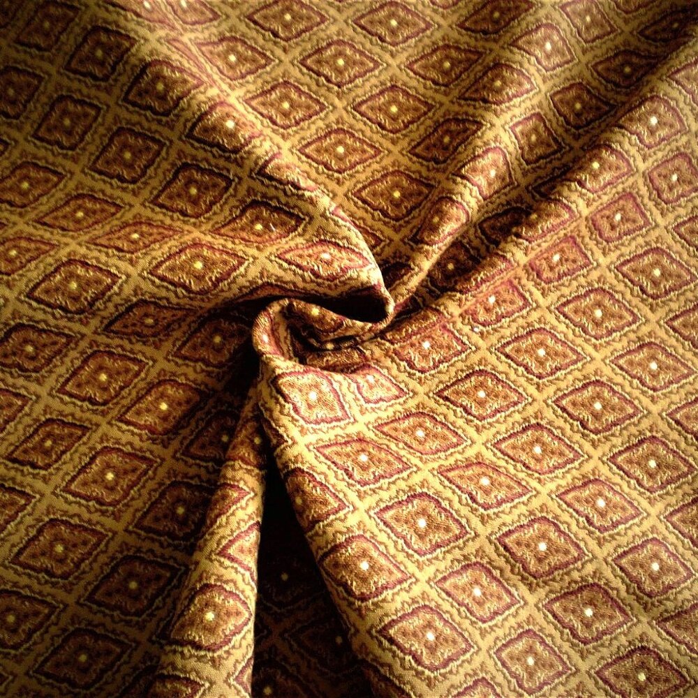 ROBERT ALLEN RED BROWN YELLOW DRAPERY FURNITURE UPHOLSTERY FABRIC 85" L 54" W